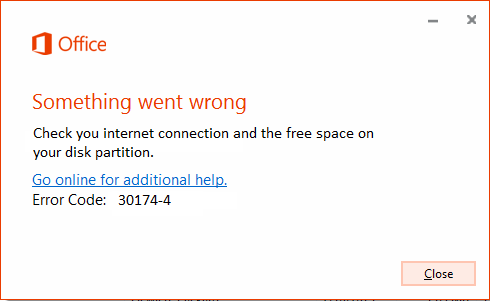 something went wrong error code 30174-4