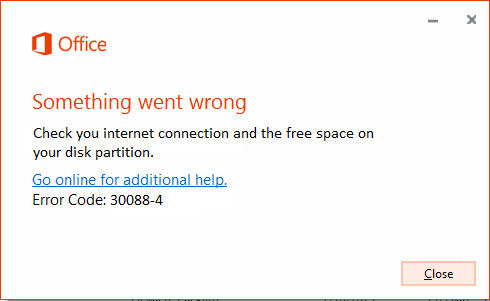 Ms office error code 30088